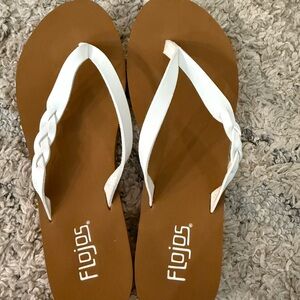Flojos Tan and White Braided Sandals
